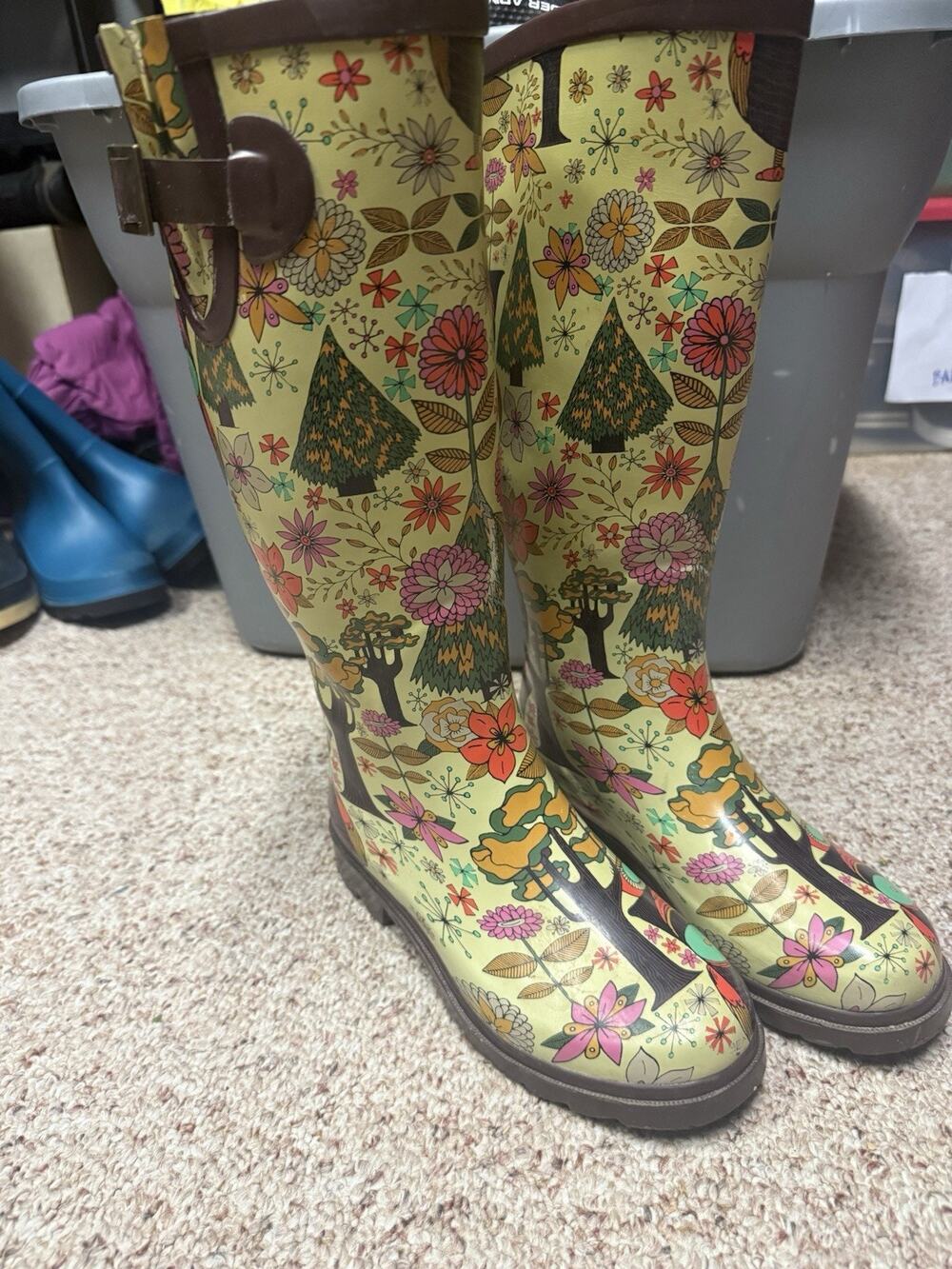 Chooka Gypsy Owl Rain Boots Women's Sz 6 Waterproof Rubber Boots